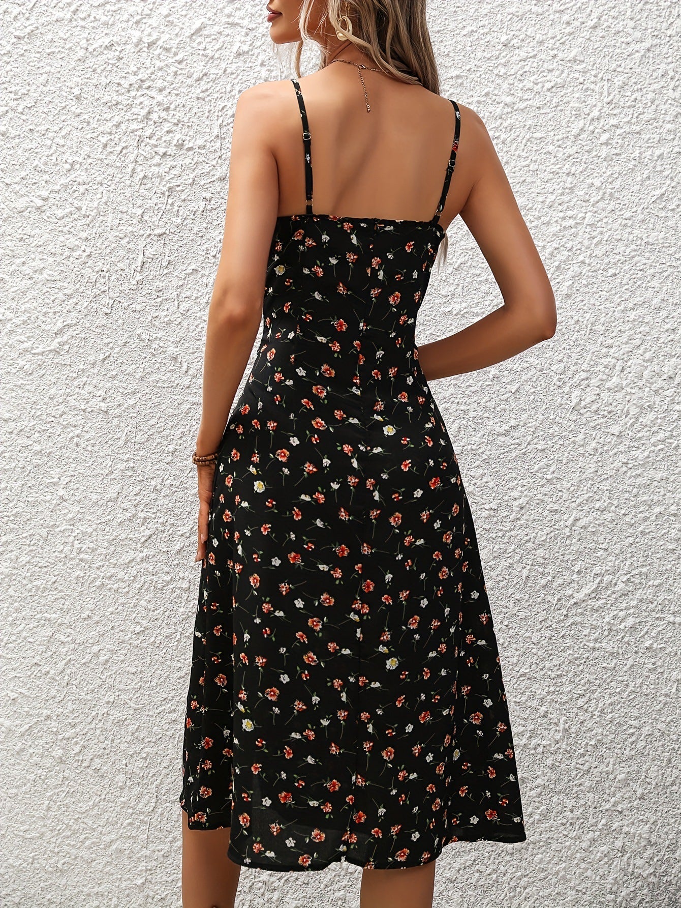 Robe Longue Femme à Bretelles Imprimé Pois Été