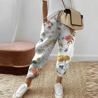 Pantalons Casual en Coton et Lin – Femme