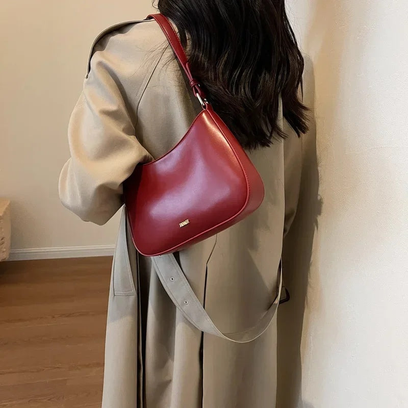 Sac Épaule Rouge Femme – Cuir Texturé Luxe