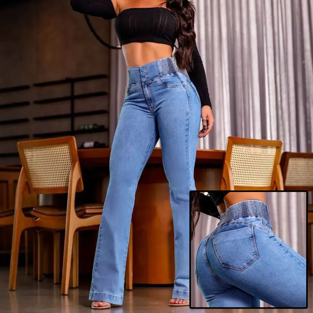 Pantalon Skinny Taille Haute Femme