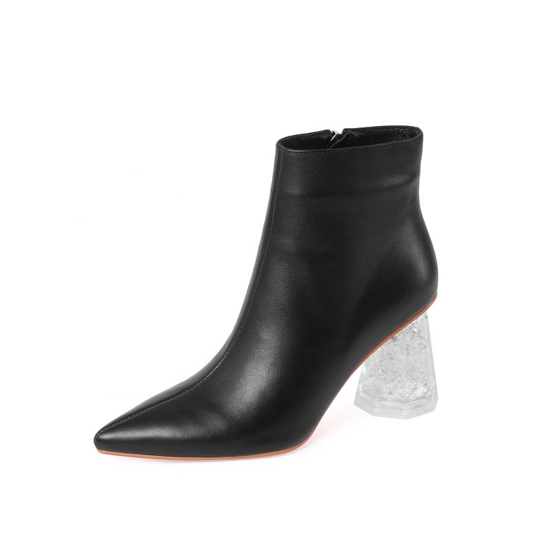bottines rétro à talon épais en cristal