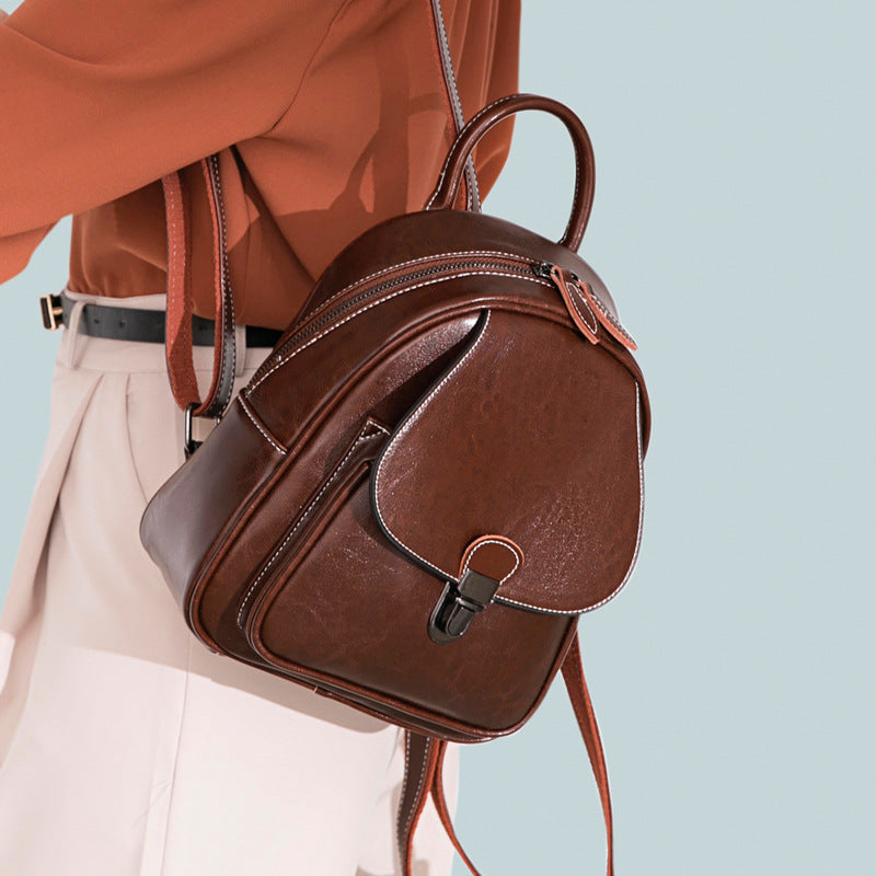 Sac à Dos en Cuir Véritable pour Voyage et Quotidien