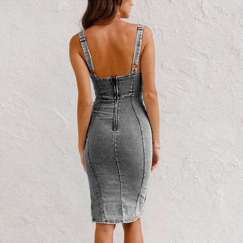 Robe Salopette Jean Échancrée Été