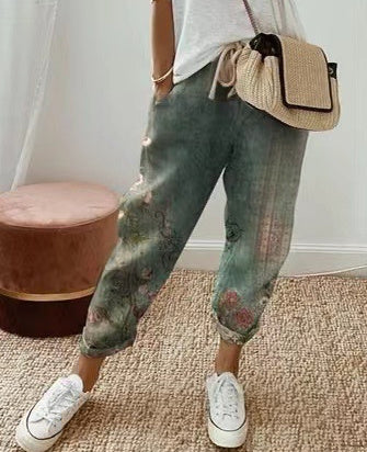Pantalons Casual en Coton et Lin – Femme