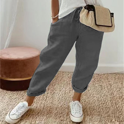 Pantalons Casual en Coton et Lin – Femme