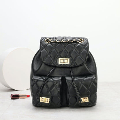 Sac à dos en cuir avec chaîne rhombique