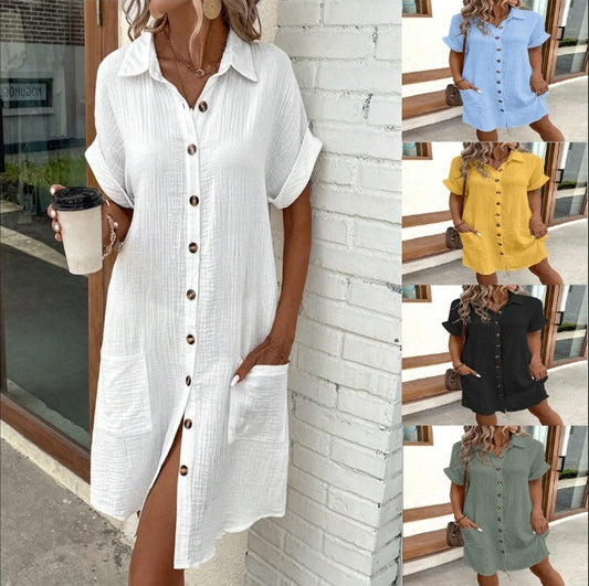 Robe Chemise d'Été à Manches Courtes
