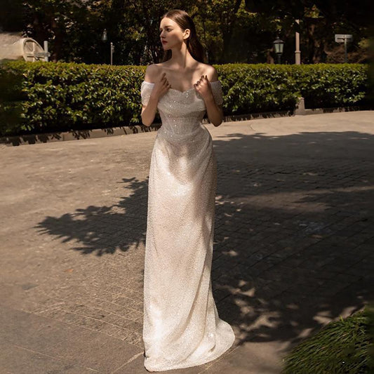 Robe de Mariée Style Hepburn avec Voile