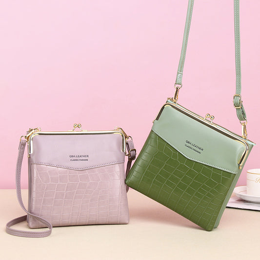 Sac Épaule Femme Motif Croco avec Fermoir