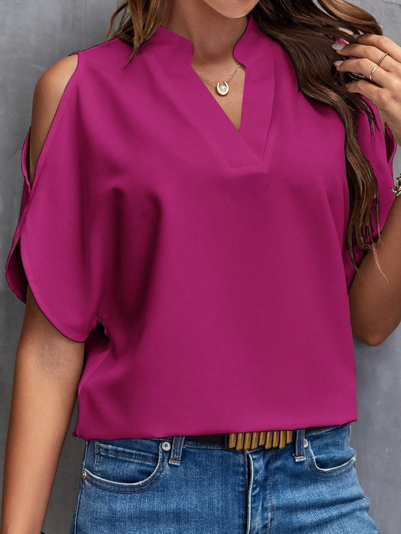 Blouse élégante à épaules dénudées manches courtes
