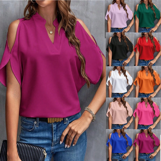 Blouse élégante à épaules dénudées manches courtes