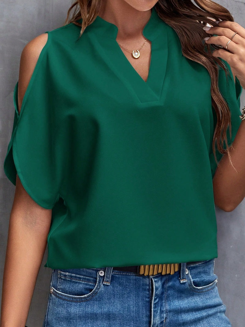 Blouse élégante à épaules dénudées manches courtes